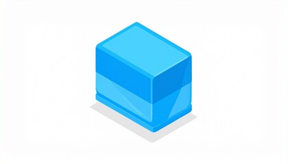 Obraz premium 3D blue glass cube isolated on white background, transparent geometric shape, modern design element, digital rendering