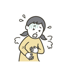 ノロウィルスや食中毒などで吐き気がして嘔吐する女の子
