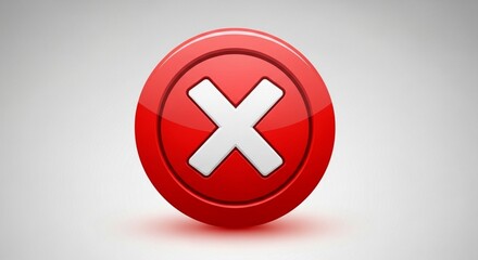 Obraz premium Red circle with white X symbol on gray background