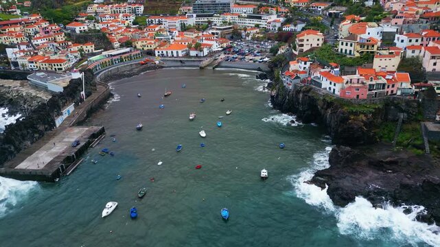 C&acirc;mara de Lobos, Picturesque Island Houses, Fishing Community, Aerial