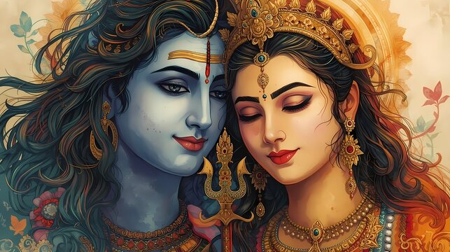 Lord shiva and goddess parvati SHIVSHAKTI image for shivratri 