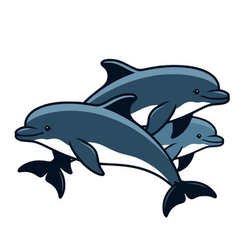 Porpoise pod cartoon illustration on white background