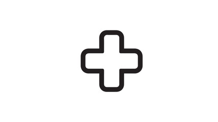 Fototapeta premium Simple black plus sign icon in minimalist design with bold lines on white background for medical or add symbol