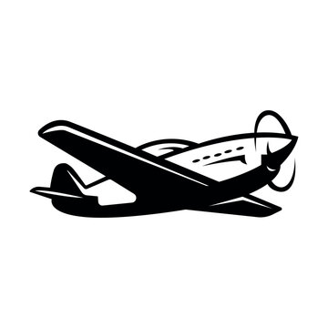 Vintage biplane silhouette illustration