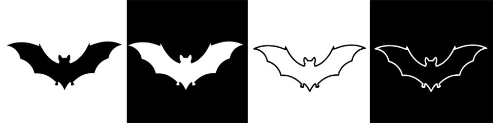 Graphic Bat Silhouette Flying Against Dark Background for Nocturnal Animal Theme