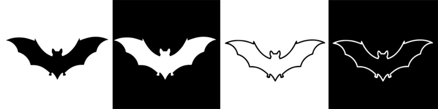 Graphic Bat Silhouette Flying Against Dark Background for Nocturnal Animal Theme