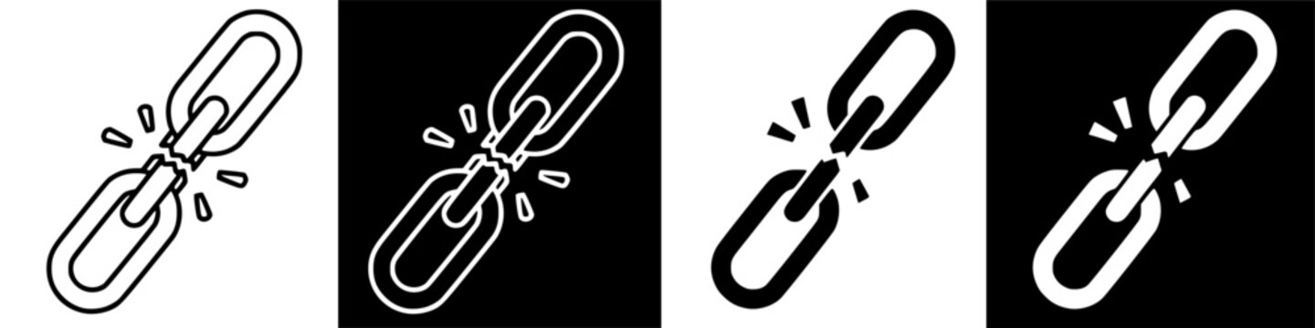 Broken Chain Link Icon Symbolizing Disconnection or Failure