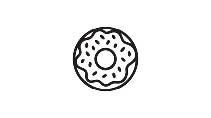 Obraz premium Donut with Sprinkles in Simple Line Art Style with Black Outline on White Background for Bakery Advertising