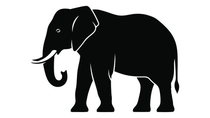 Obraz premium A majestic black silhouette of an elephant standing in a natural habitat. isolated on white background, Vector