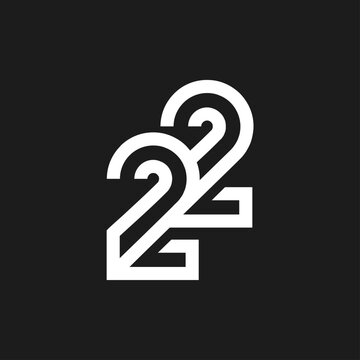 Modern Geometric Number 22 Logo Concept on Black Background