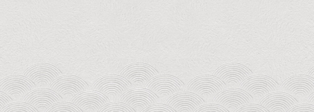 日本の伝統文様デザイン。青海波のエンボスが浮かび上がるシンプルな和風背景（ベクター・イラスト）