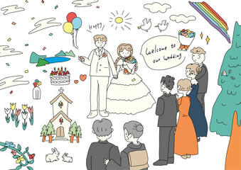結婚イラストセット素材