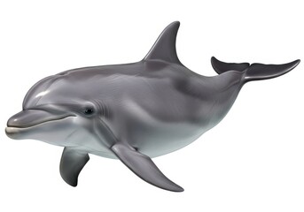Obraz premium Realistic depiction of a marine mammal with smooth gray skin swimming against a white background