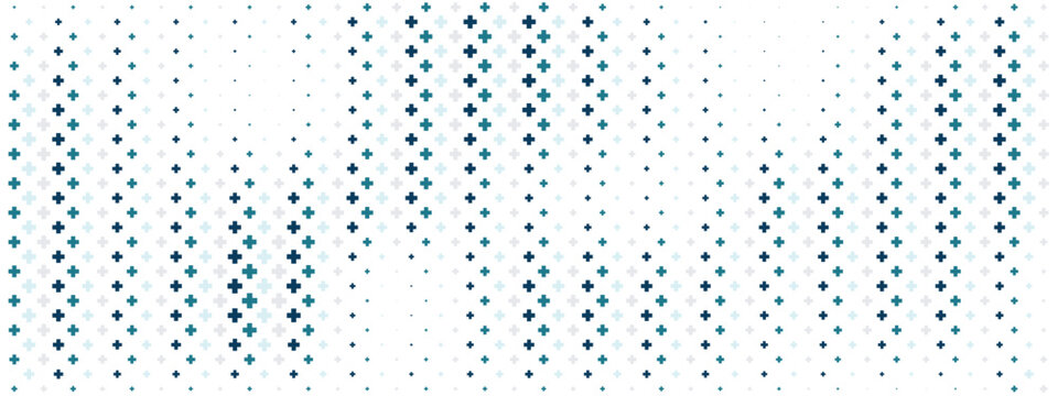 Abstract geometric healthcare background with fading cross symbols, ideal for clinical presentations, biotech websites, and science education materials.