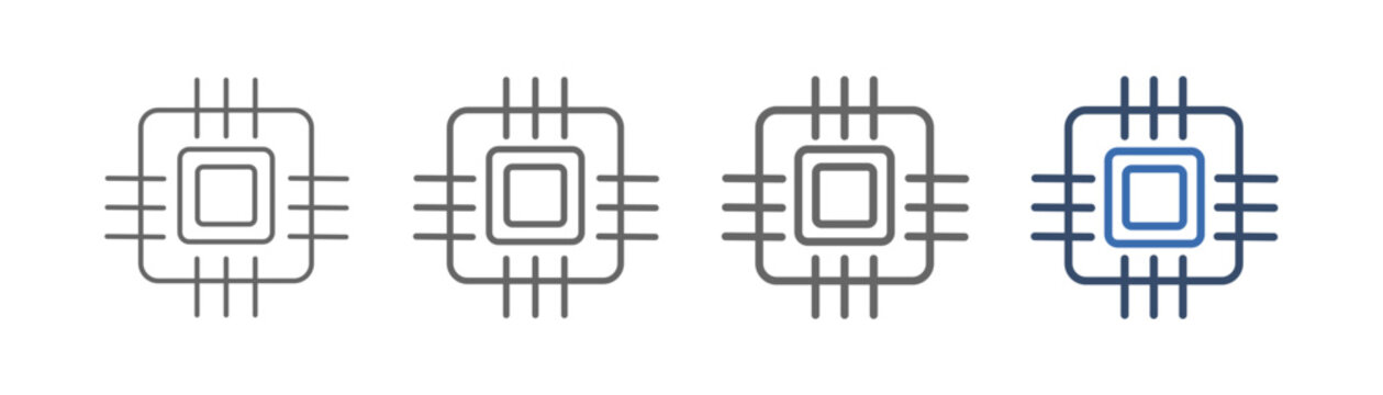 
outline icon set chip with card chip design