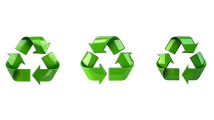 Obraz premium Minimalist 3D Green Recycling Symbol, Front View, Isolated on Transparent Background