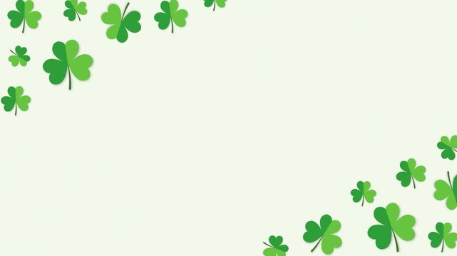 Green shamrock corner frame background with copy space for St. Patrick's Day.