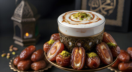 Luxury Ramadan Iftar Beverage With Dates and Milk