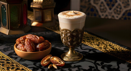 Elegant Ramadan Iftar Beverage With Dates and Milk