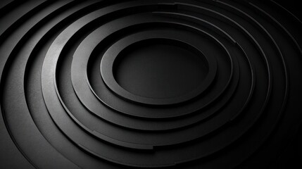dark concentric textured rings forming layered circular steps with dramatic lighting, deep shadows and a minimal mysterious abstract mood