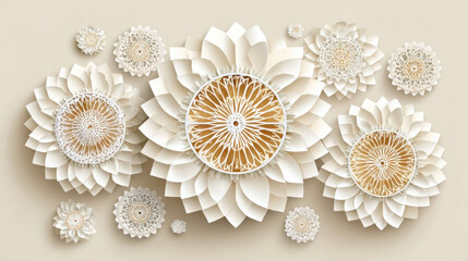 White Decorative Floral Mandala Wall Art