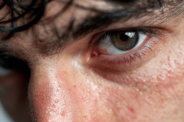 Fototapeta premium Minimalist close-up of young adult's brown eye highlights natural beauty, self-care, authenticity, and skincare in modern visual culture