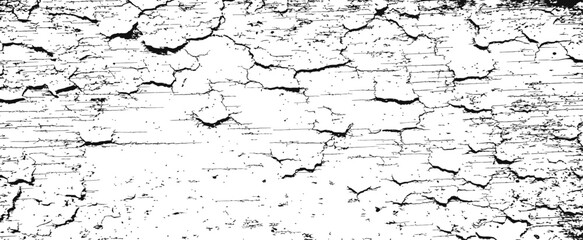 Obraz premium Distressed Cracked Peeling Paint Grunge Texture Vector Overlay Black and White Background