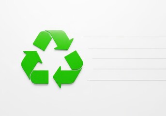 Obraz premium Bright green symbol representing environmental preservation sits beside ruled lines for text entry