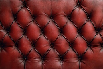 Fototapeta premium close-up of red button-tufted leather upholstery with glossy sheen and warm elegant vintage mood
