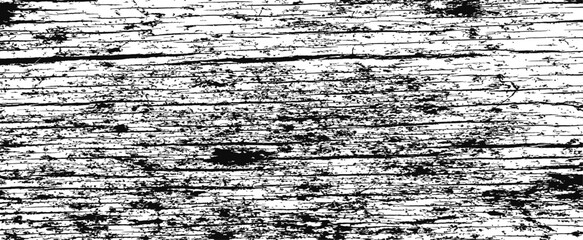 Obraz premium Black and White Vector Grunge Wood Grain Texture Background Overlay Distress Effect