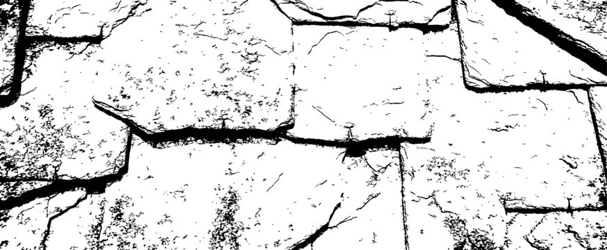 Black and white distressed grunge vector texture of overlapping natural slate stone tiles for background overlay and graphic design
