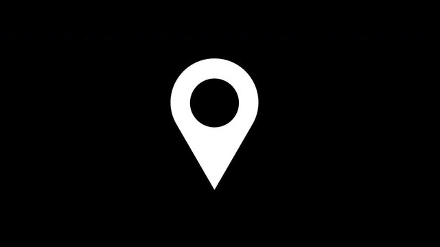 Localization mark on stark black background. Suitable for travel apps, map design, website graphics, navigation technology.