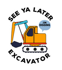 excavator digging doodle illustration equipment design