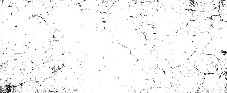 Distressed Vector Grunge Texture Overlay Cracked Wall Surface Black and White Abstract Background