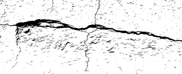 Black and White Vector Grunge Texture Overlay of a Horizontal Crack Distress Effect