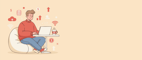 Remote work and financial growth illustration
