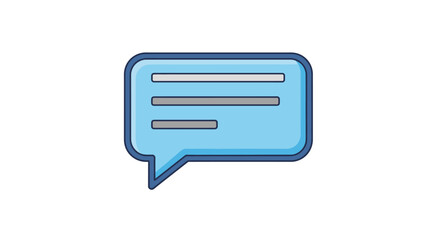 Blue Speech Bubble Chat Icon for Communication on Isolated White Background