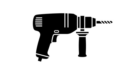Black silhouette of electric drill tool.
