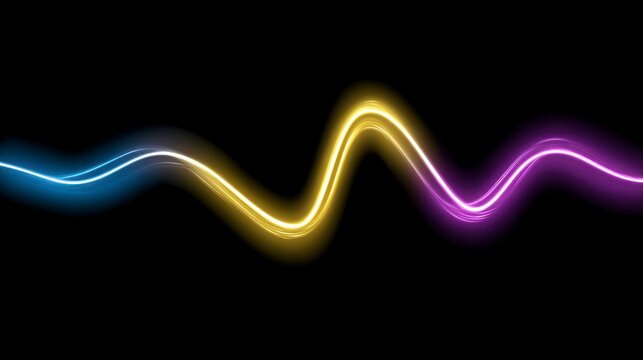 Abstract Neon Light Stream: A mesmerizing visual of dynamic energy and fluidity, expressed through vibrant neon light streams, evoking movement, and innovation against a dark backdrop.