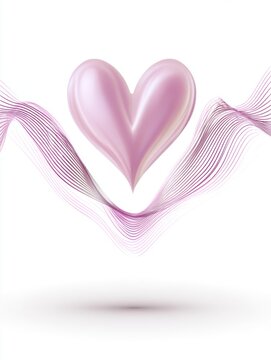 A Tender Heart's Embrace: A delicate, lustrous heart, symbol of affection, nestles amidst ethereal waves. A visual ode to love and emotional serenity.