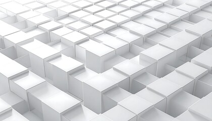 Obraz premium Geometric abstract of numerous white, raised cubes forming a surface