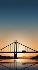 Obraz premium Sunset over a large bridge.