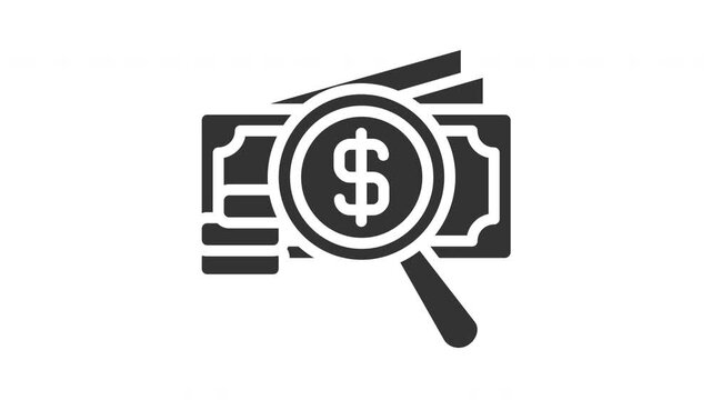 Animated money search icon