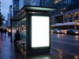 Illuminated Blank Bus Stop Advertisement