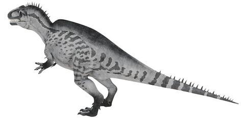 Fototapeta premium Illustration of a large, striped dinosaur species.