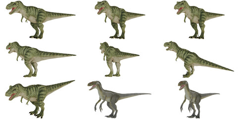 Collection of realistic dinosaur models in various poses © Ilie