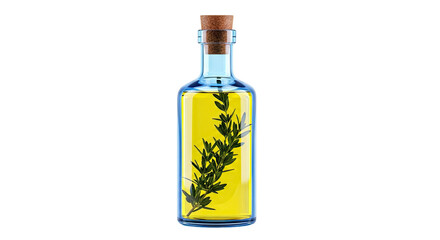 Rosemary Infused Oil in a Blue Glass Bottle