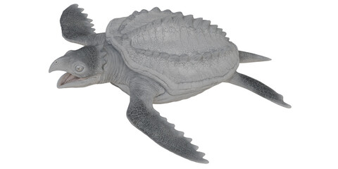 Realistic sculpture of a prehistoric turtle.