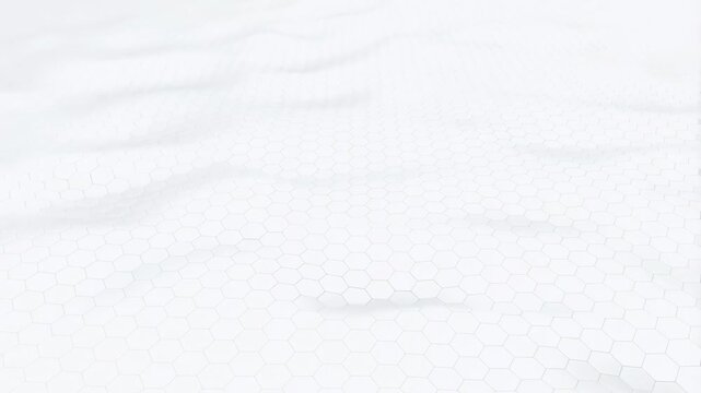 Abstract white background with subtle hexagonal patterns and soft waves. Ideal for modern design, technology, and minimalistic aesthetics