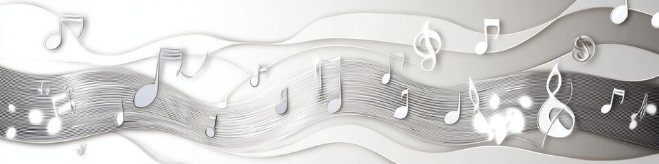 Elegant Sheet Music Notes Set Against a Clean White Backdrop